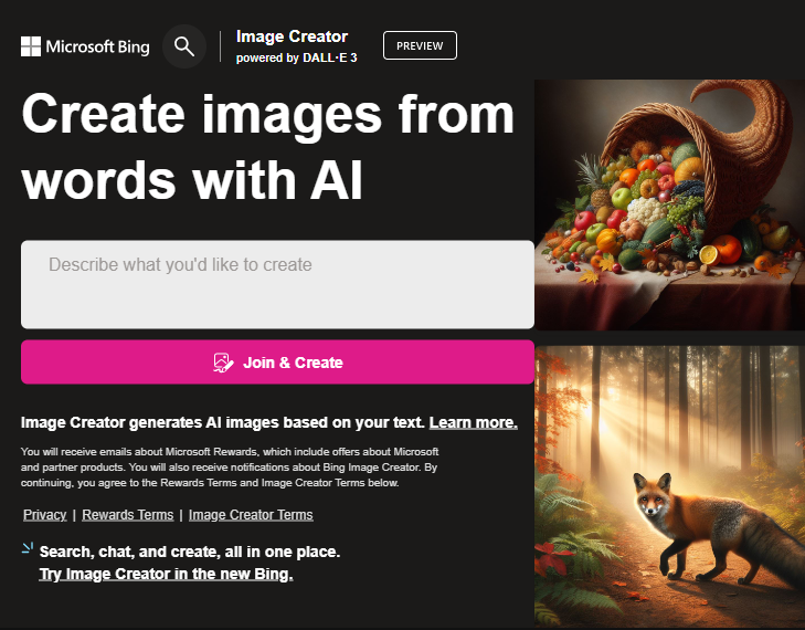 Bing Image Creator merupakan alat atau tools yang dapat membantu Anda membuat gambar AI ditenagai kecerdasan buatan DALL-E dari Open AI.